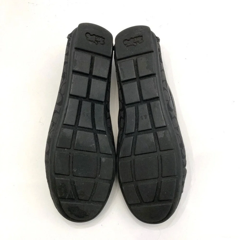 Coach Signature Loafer Black Logo Moc Toe Chain C Detail Womens 8.5 B EU 39